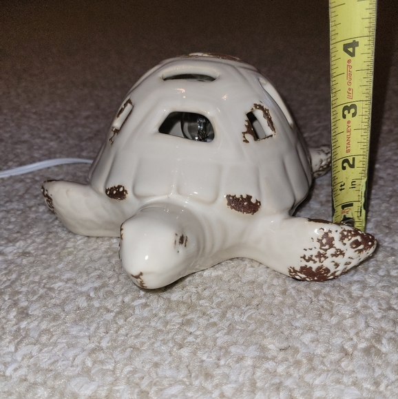 Pottery Turtle Side Accent Lamp Night Light Cream/Brown Sea life. - Picture 7 of 10